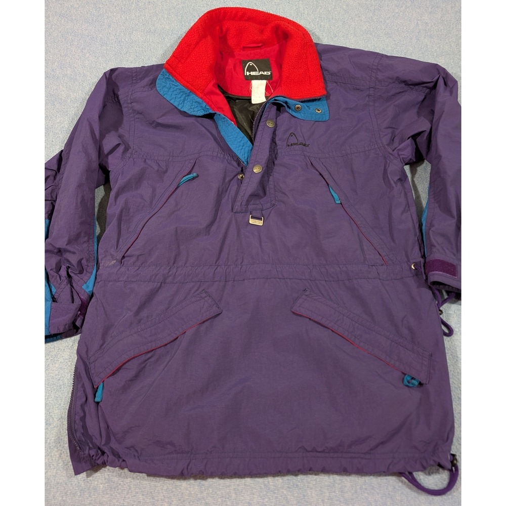 Vintage Head Ski Anorak Jacket Mens Med Purple Colorblock Pullover Windbreaker